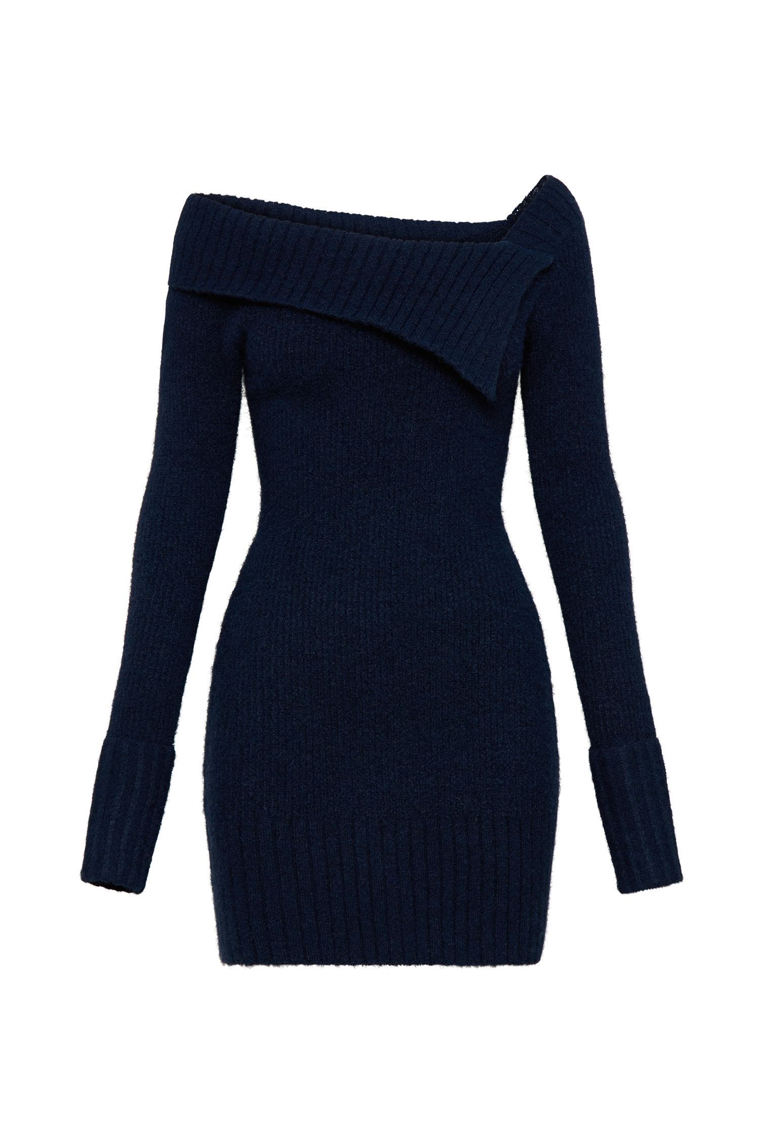 Stephanie Asymmetric Knit Mini Dress - Dark Navy