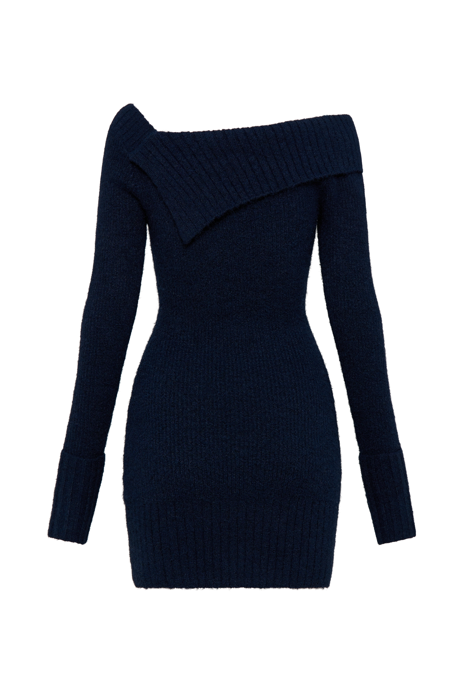 Stephanie Asymmetric Knit Mini Dress - Dark Navy