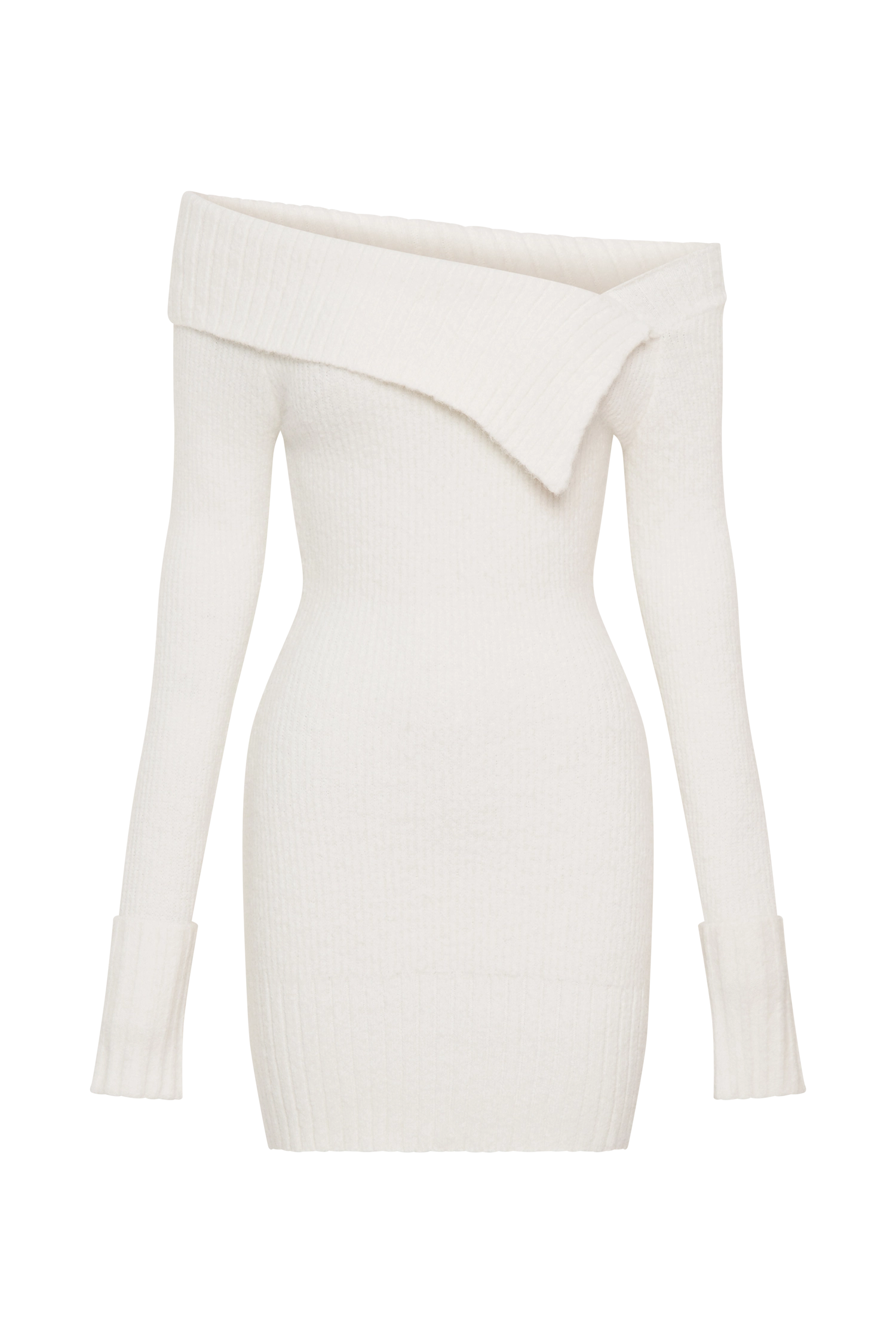 Stephanie Asymmetric Knit Mini Dress - Ivory