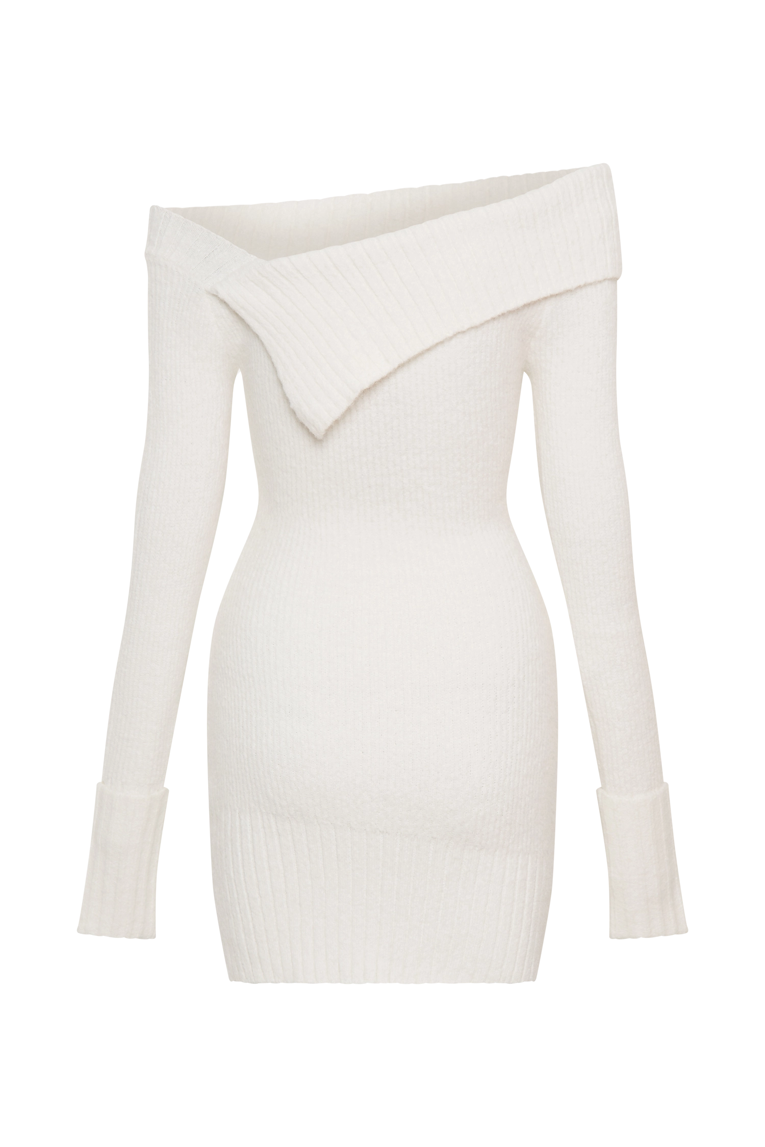 Stephanie Asymmetric Knit Mini Dress - Ivory