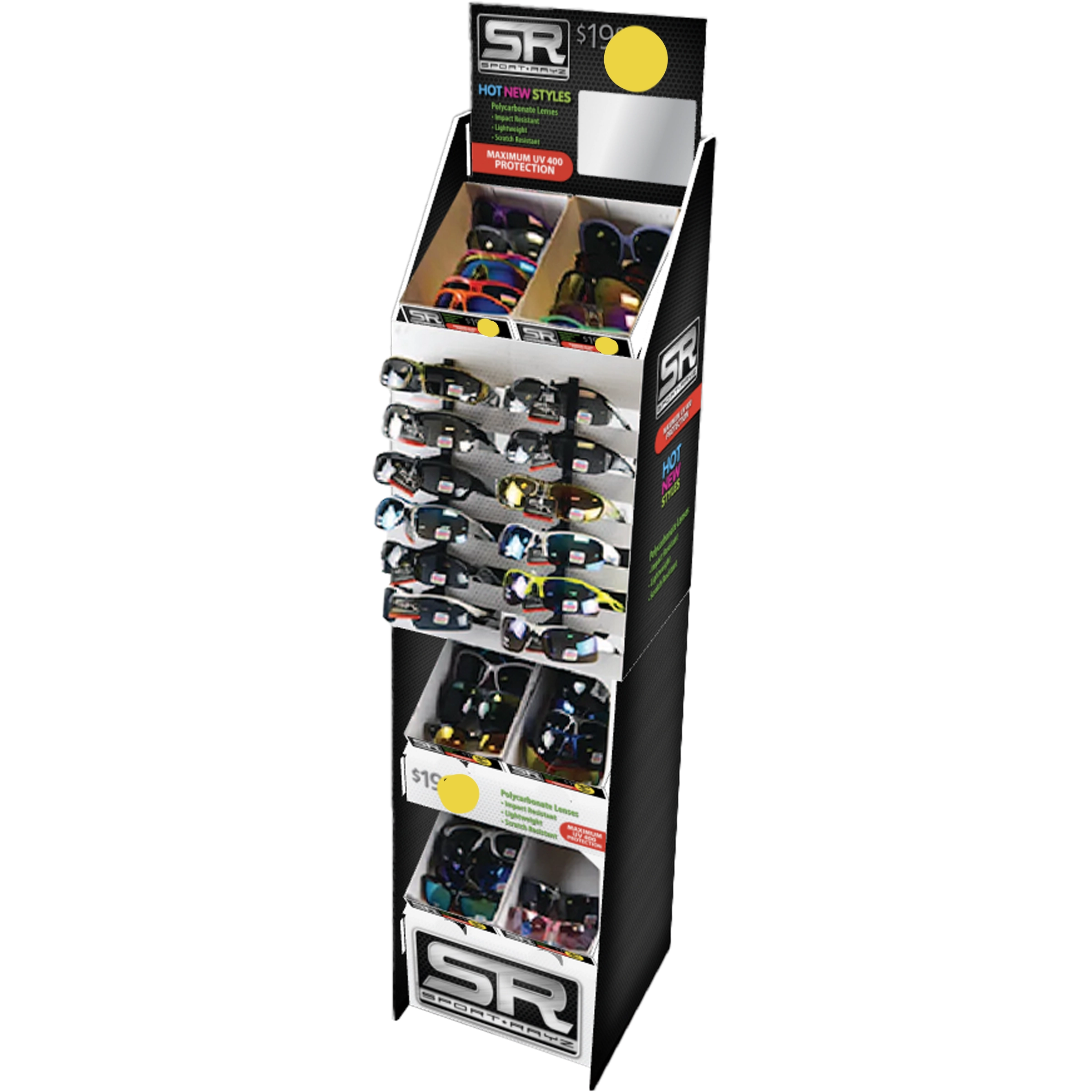 Sunglasses Sport Rayz Assortment Floor Display - 48 Pieces Per Retail Ready Display 88442