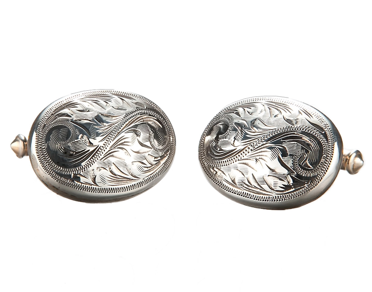 Sunset Trails Engraved Silver Cufflinks