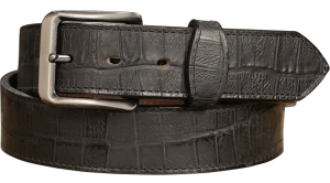 The Chomper: Men's Black Stitched Alligator Design Leather Belt 1.50"