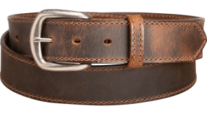 The Crazy Horse: Men's Oil Tanned Stitched Leather Belt 1.375" (Brown Colored Thread)