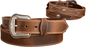 The Crazy Horse: Men's Oil Tanned Stitched Western Leather Belt 1.50" With Conchos