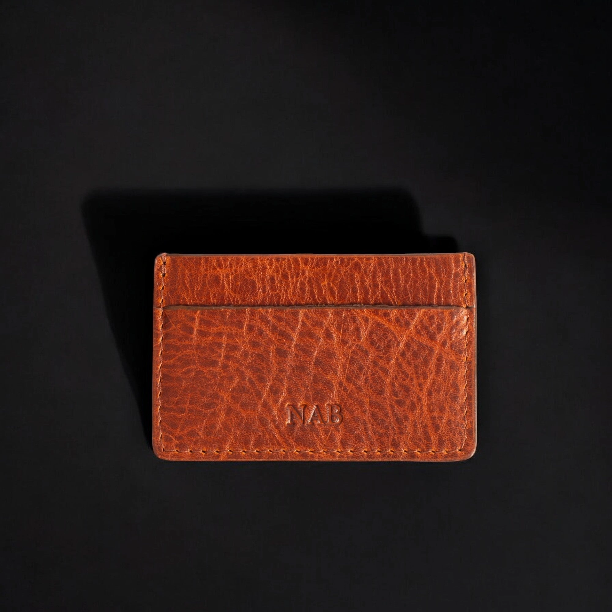 The Maverick Cardholder - Brown American Pebble Grain Bison Leather Cardholder