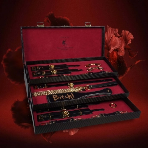 UPKO Luxury Italian Leather Bondage Tools Set with Case - Black