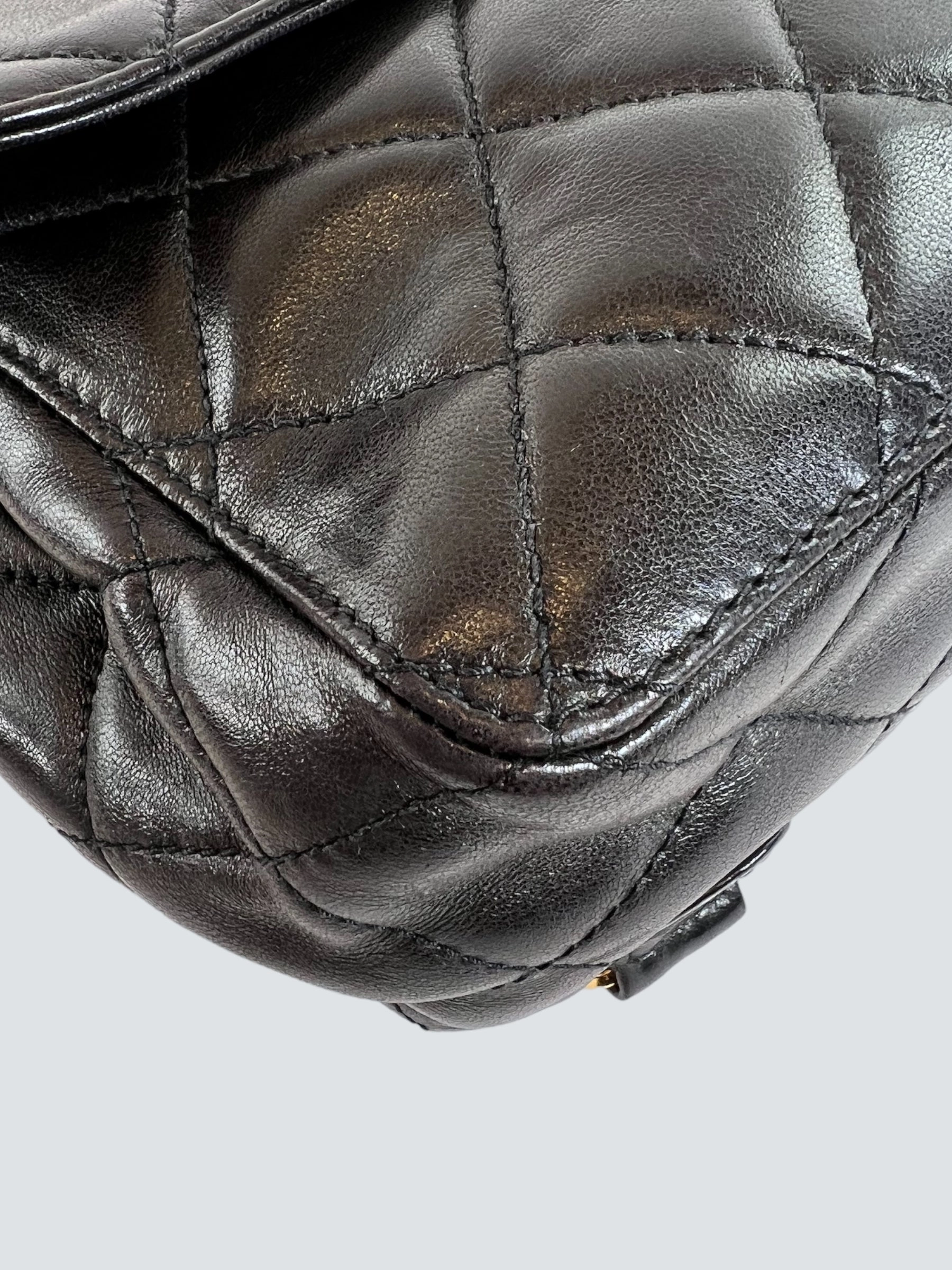 Vintage Chanel Black Lambskin Leather Backpack