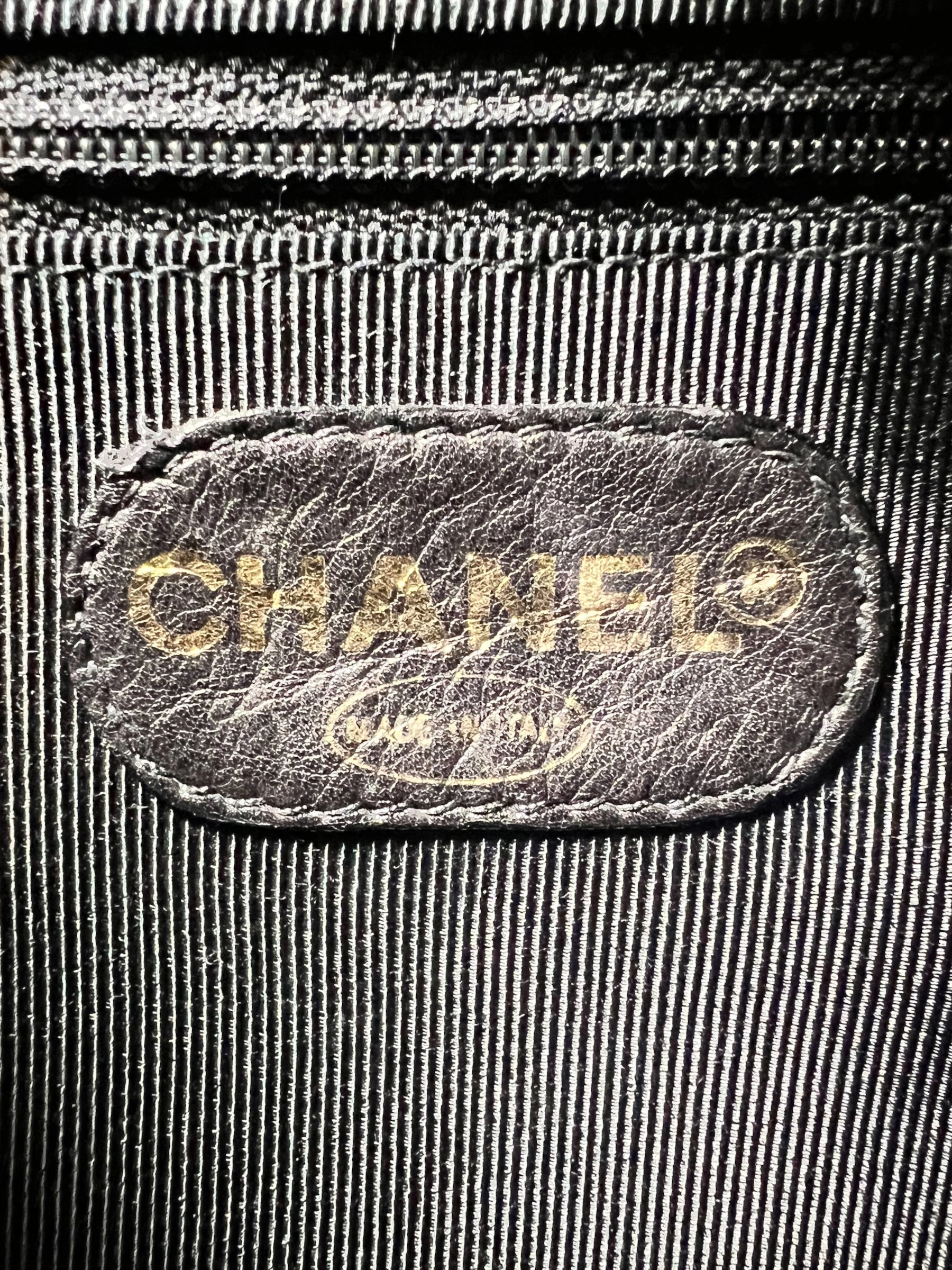 Vintage Chanel Black Lambskin Leather Backpack