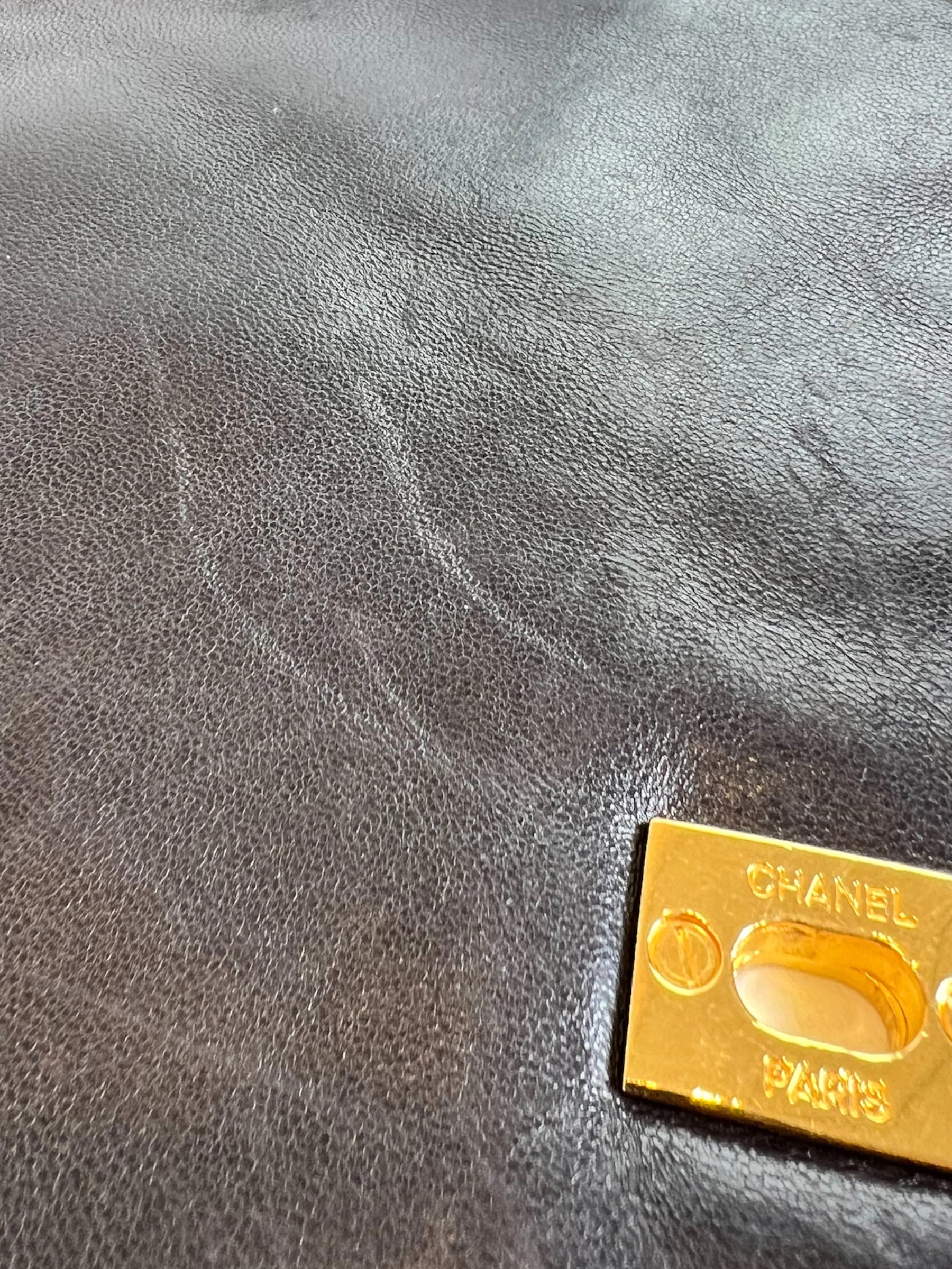 Vintage Chanel Black Lambskin Leather Backpack