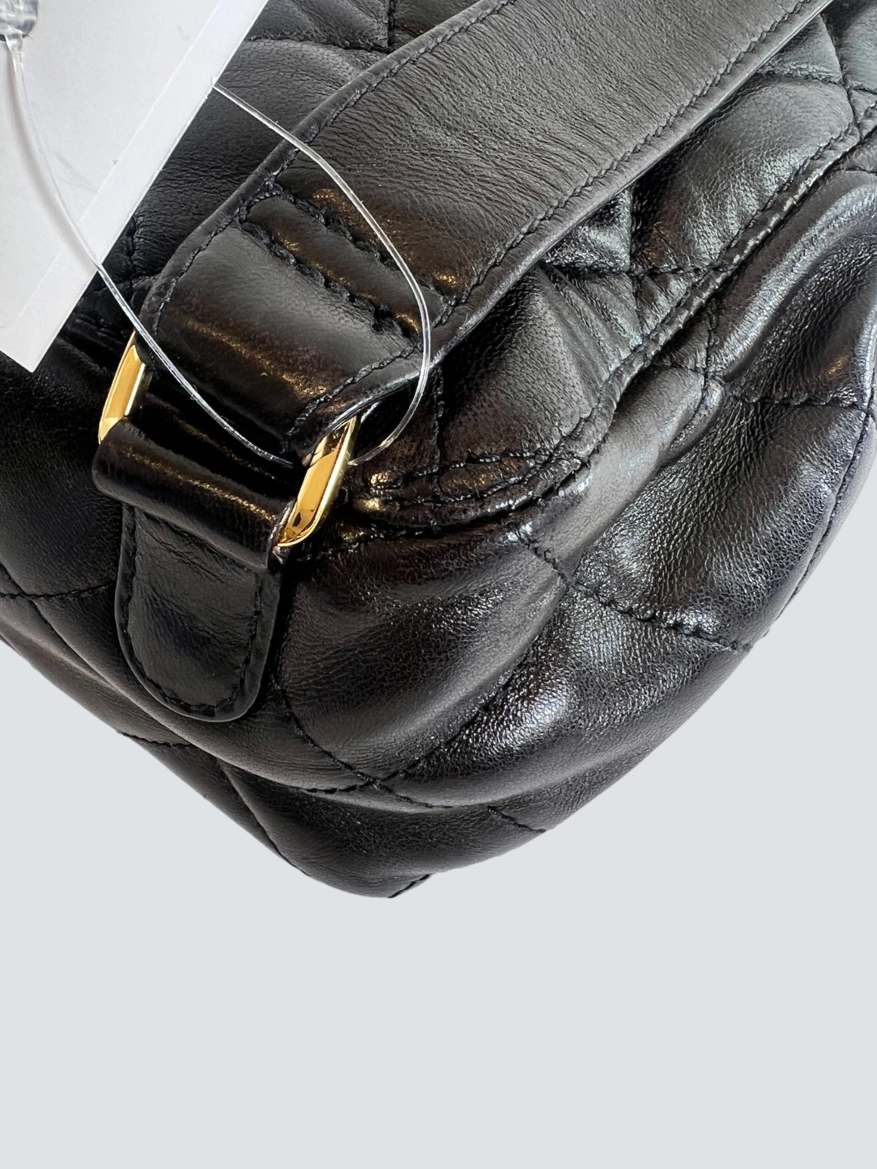 Vintage Chanel Black Lambskin Leather Backpack