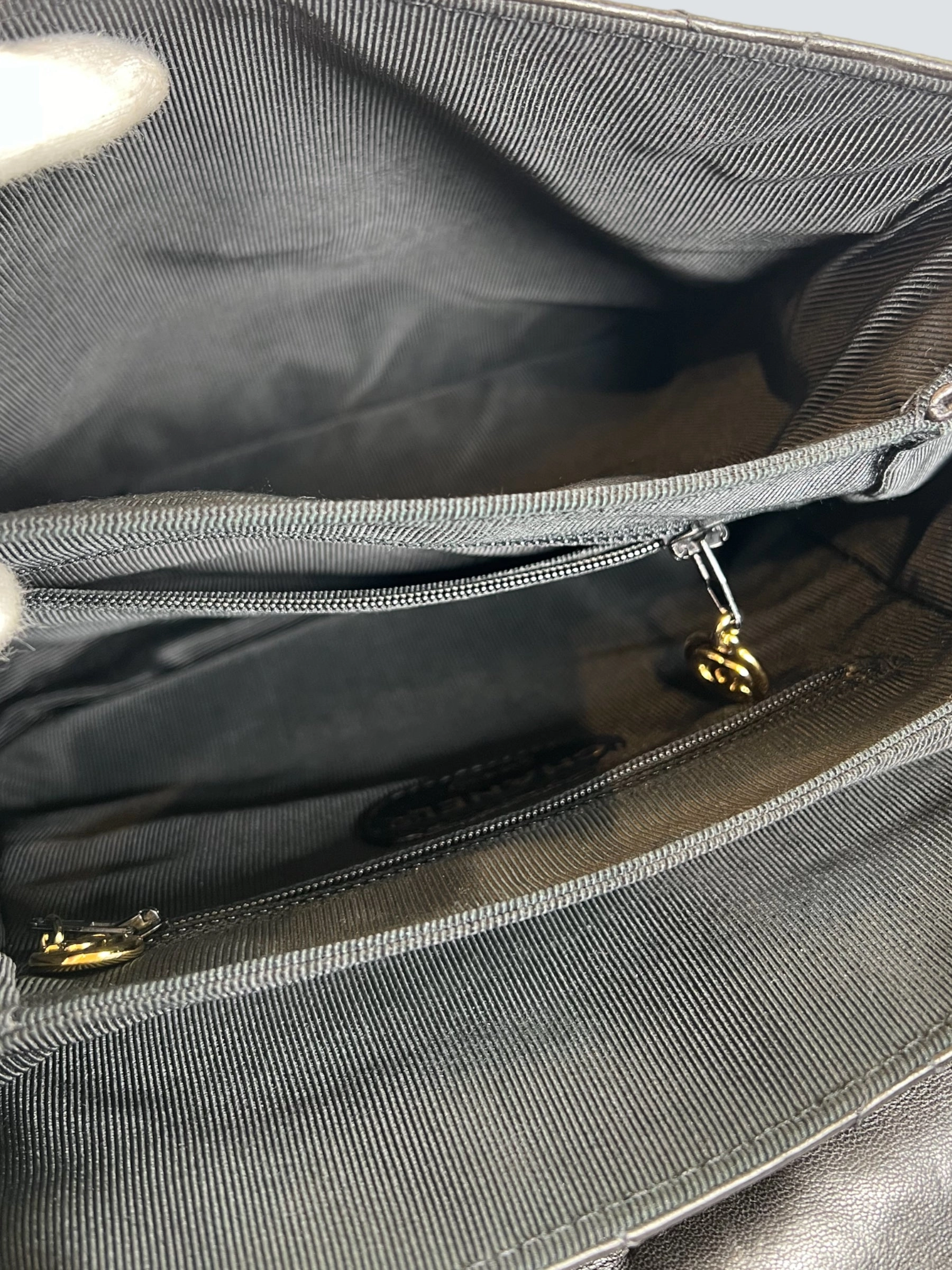 Vintage Chanel Black Lambskin Leather Backpack