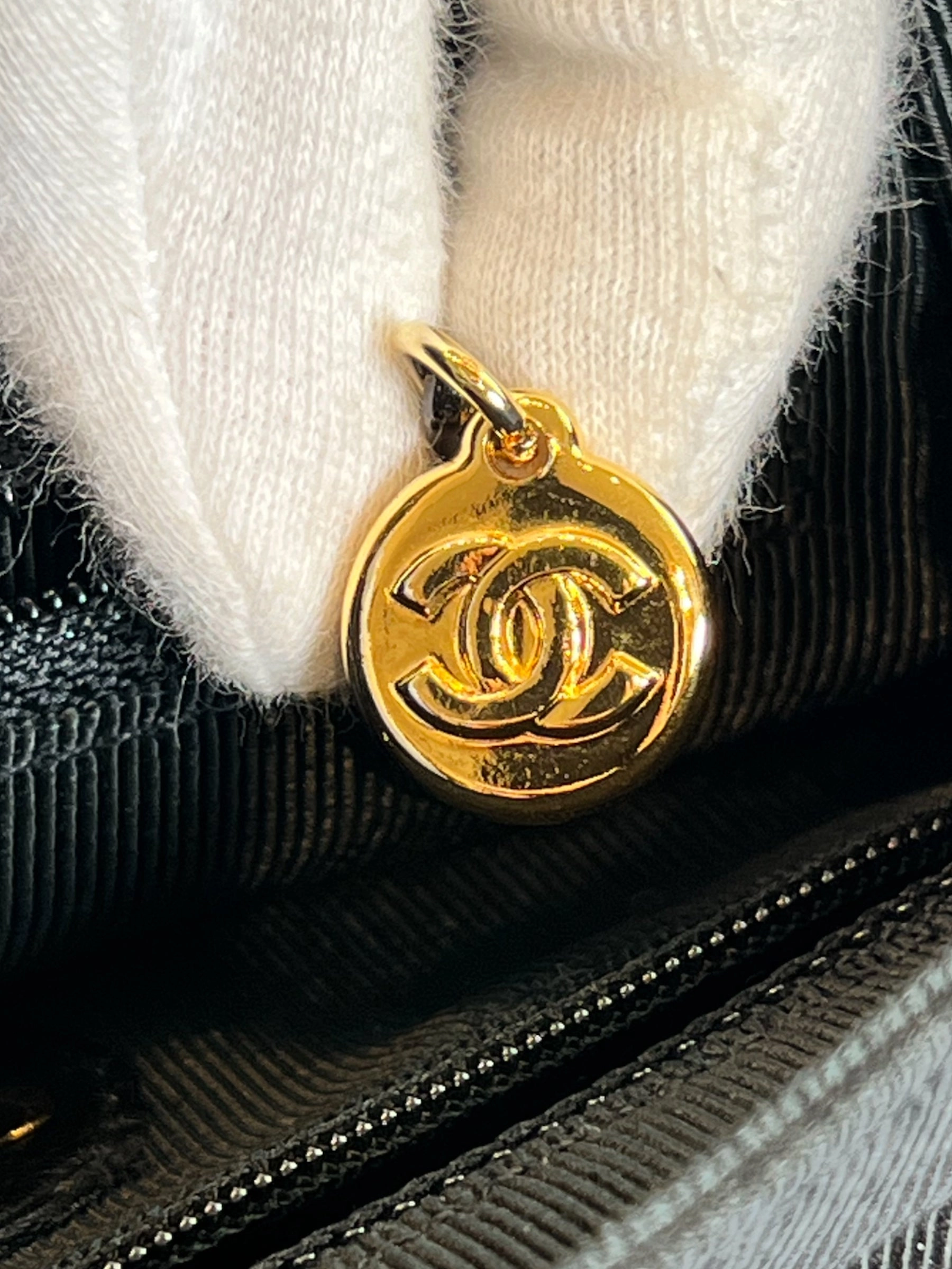 Vintage Chanel Black Lambskin Leather Backpack