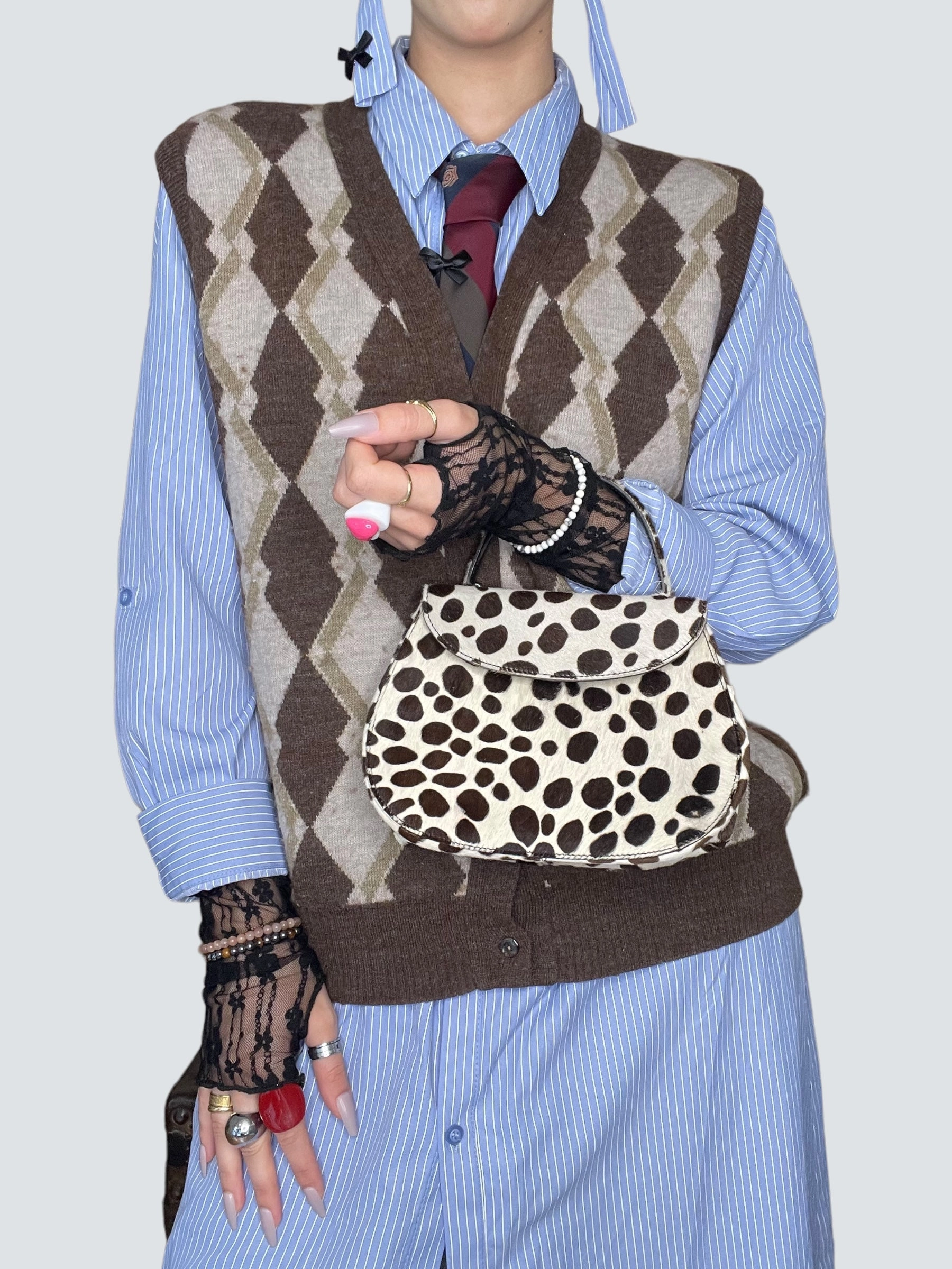 Vintage Prada Printed Pony Hair Mini Bag