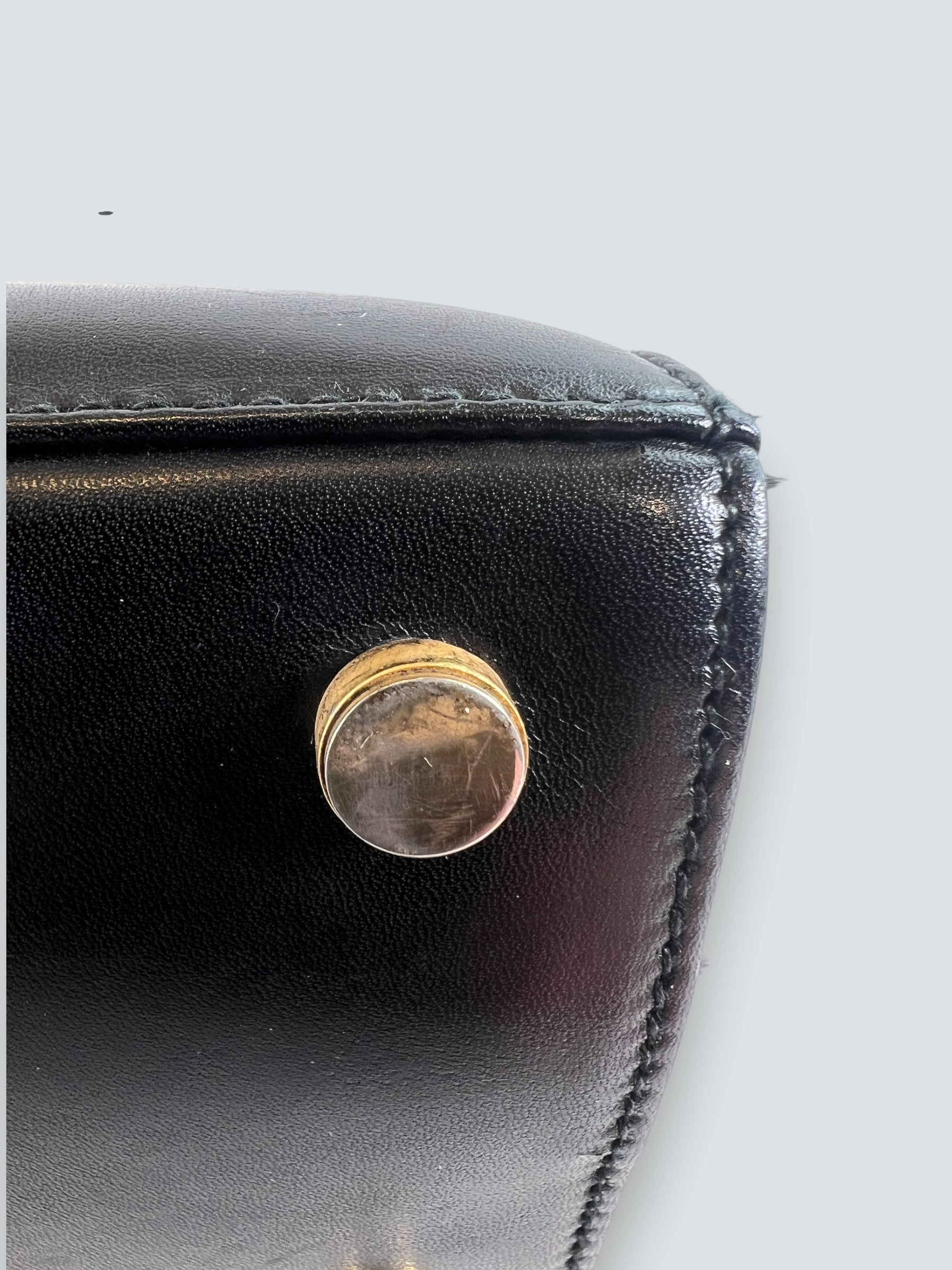 Vintage Salvatore Ferragamo Black Leather Vara  Chain Tote