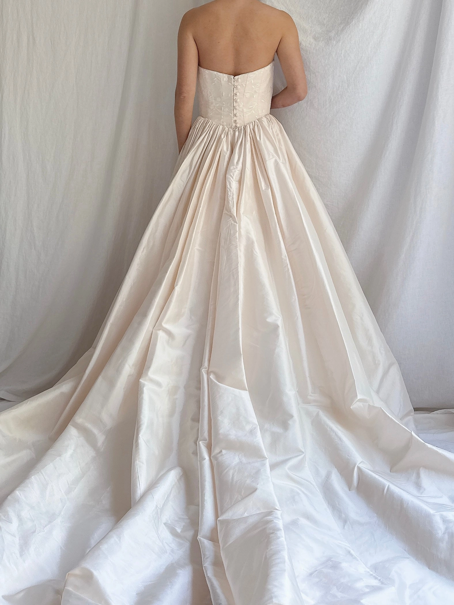 Vintage Strapless Silk Basque Bustier Gown - XS