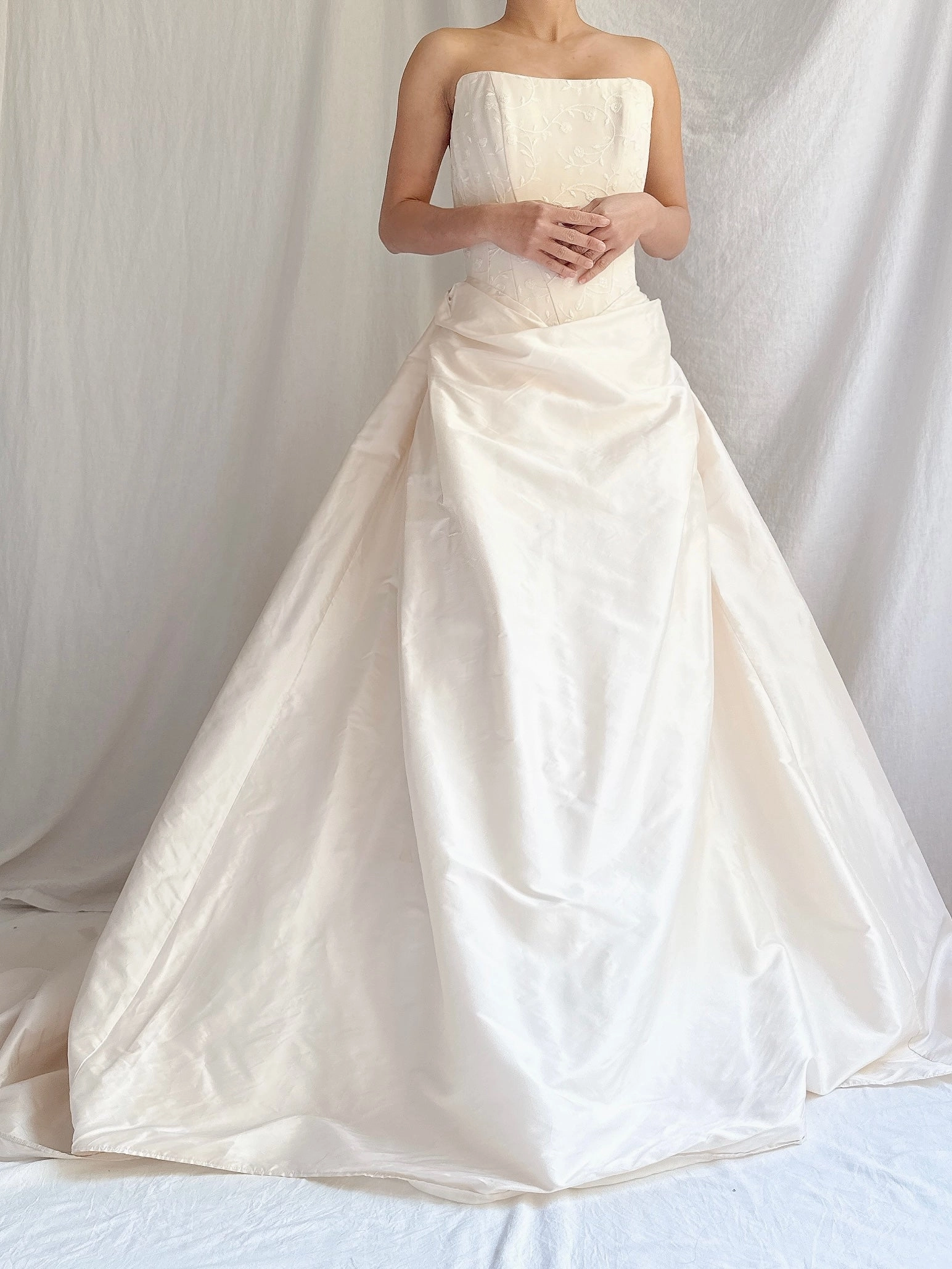 Vintage Strapless Silk Basque Bustier Gown - XS