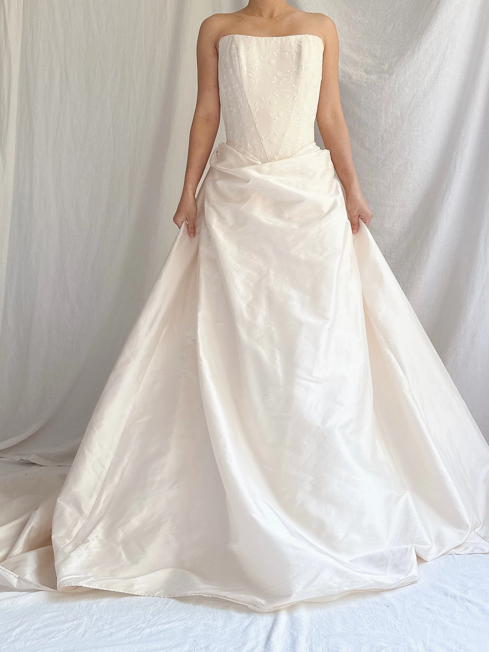 Vintage Strapless Silk Basque Bustier Gown - XS