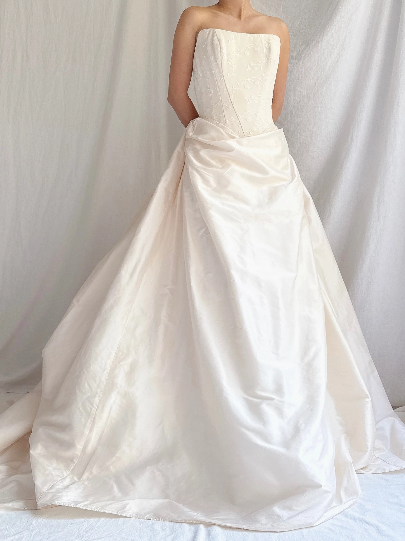 Vintage Strapless Silk Basque Bustier Gown - XS