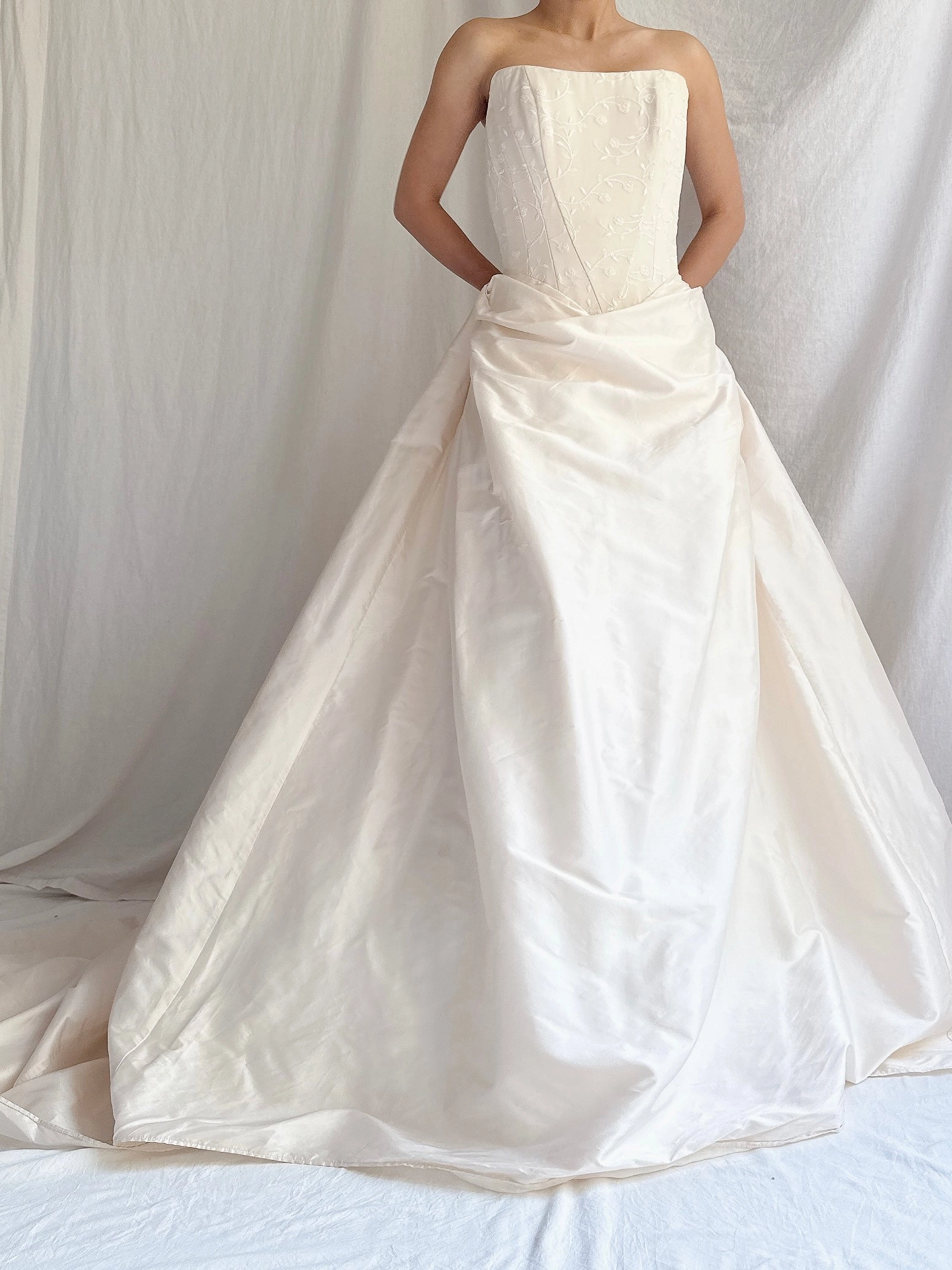 Vintage Strapless Silk Basque Bustier Gown - XS