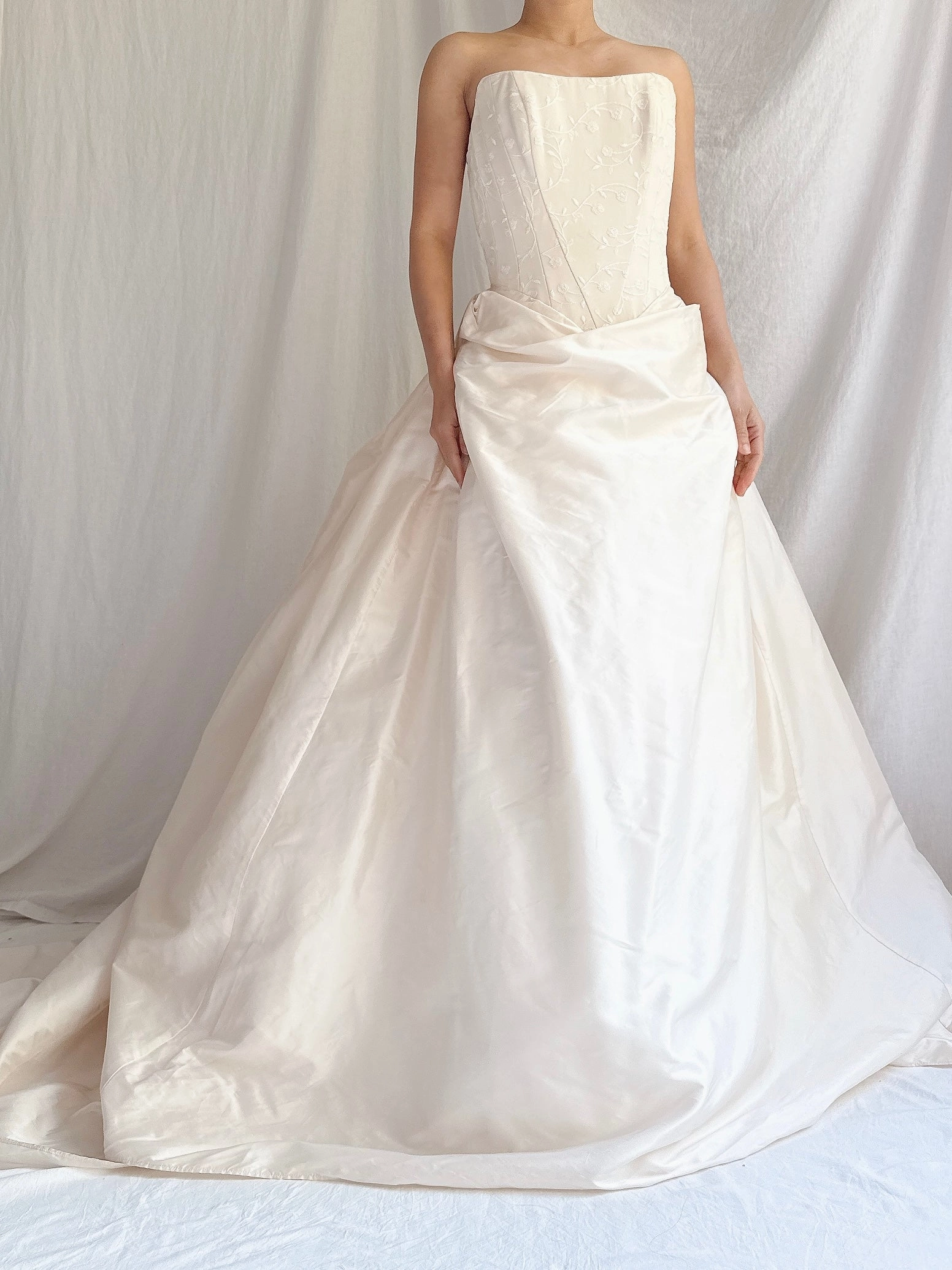 Vintage Strapless Silk Basque Bustier Gown - XS
