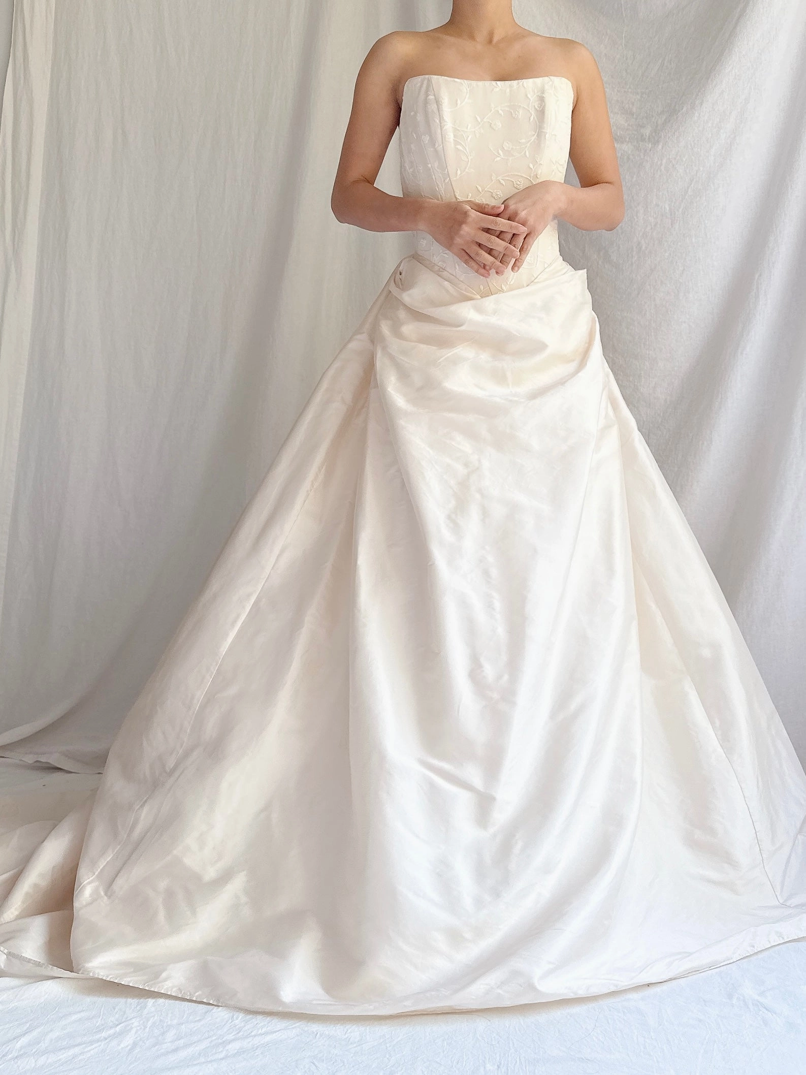 Vintage Strapless Silk Basque Bustier Gown - XS