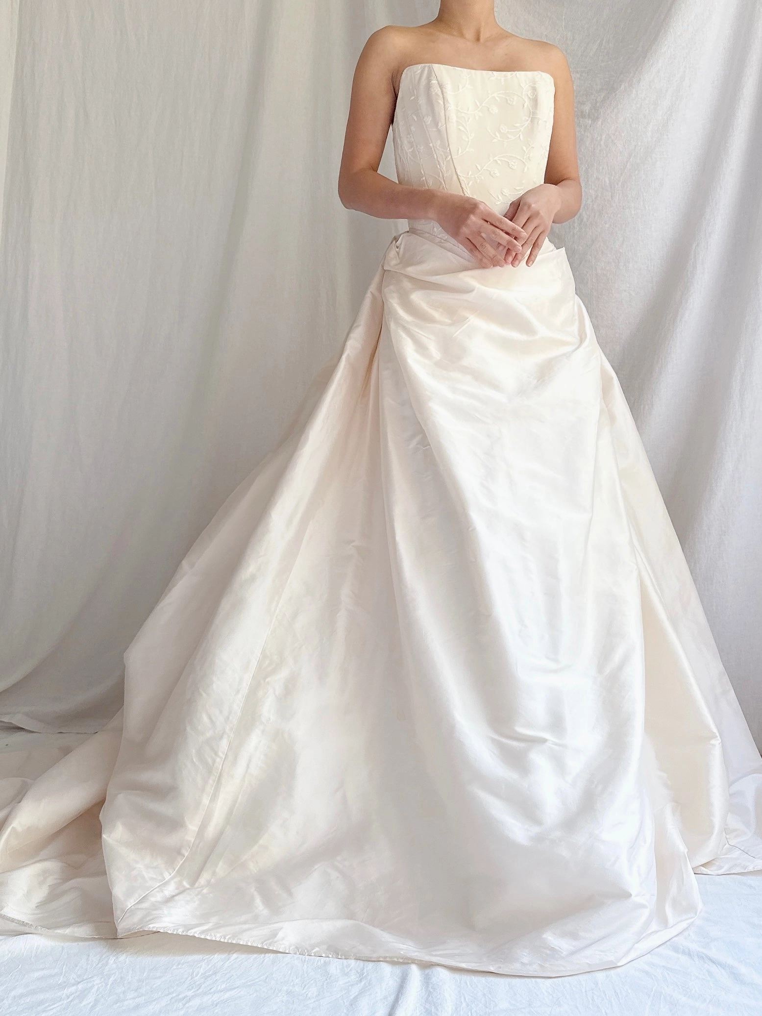 Vintage Strapless Silk Basque Bustier Gown - XS