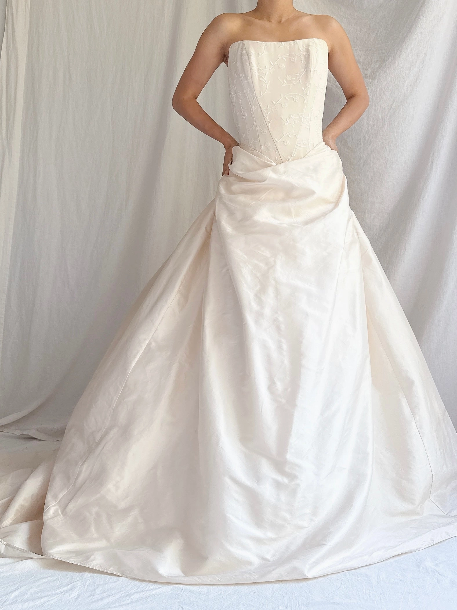 Vintage Strapless Silk Basque Bustier Gown - XS