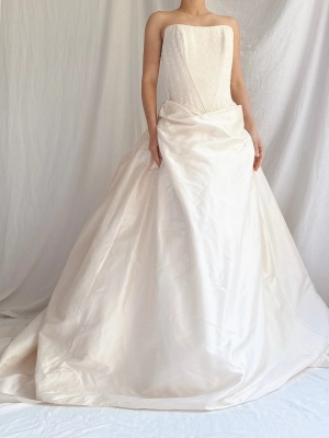 Vintage Strapless Silk Basque Bustier Gown - XS