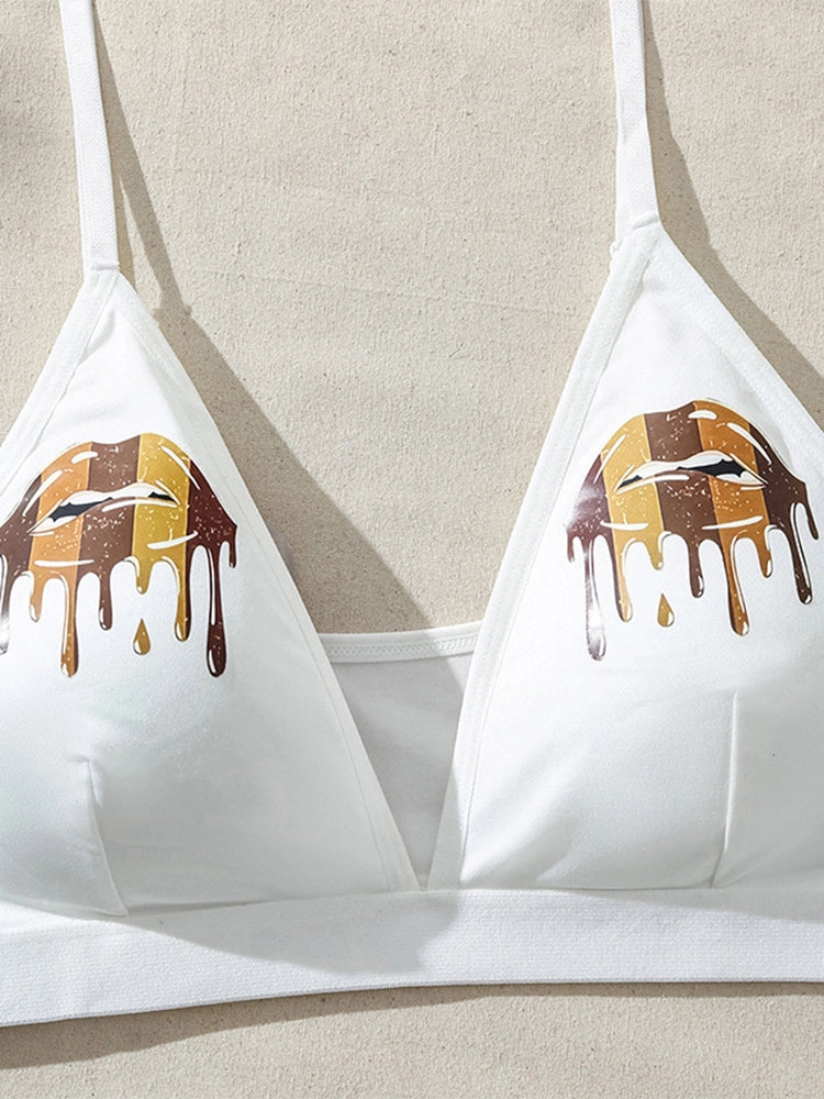 White Printed Padded Wireless Tank Top