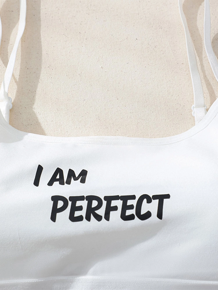 White Printed Padded Wireless Tank Top