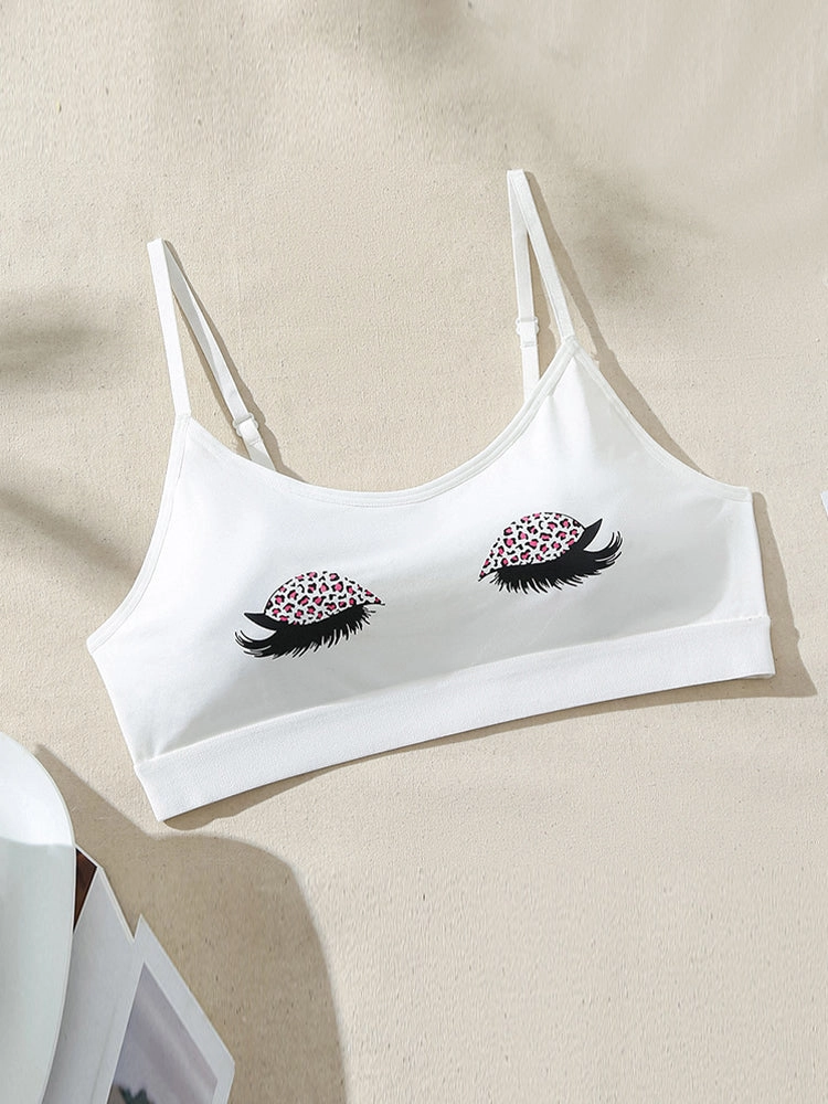 White Printed Padded Wireless Tank Top