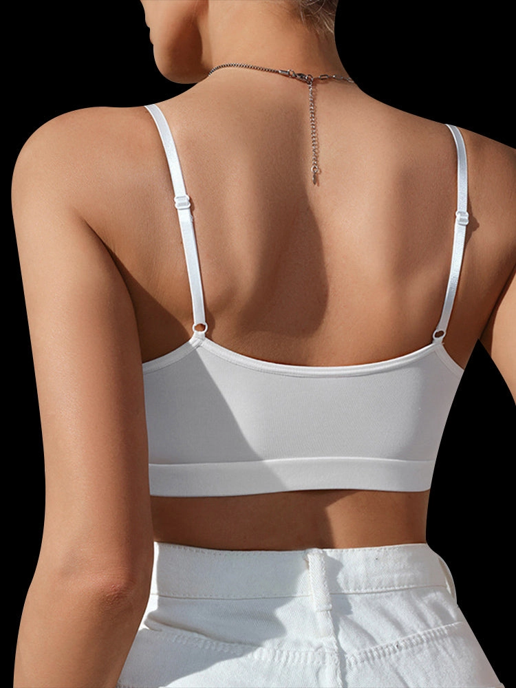 White Printed Padded Wireless Tank Top