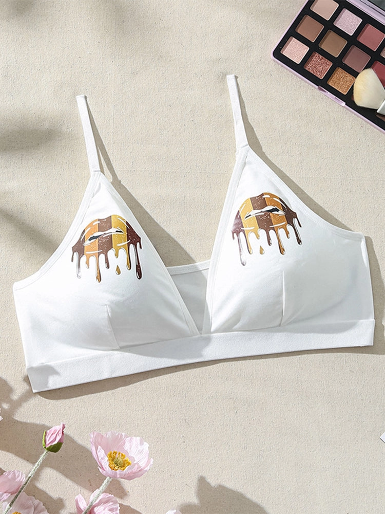 White Printed Padded Wireless Tank Top