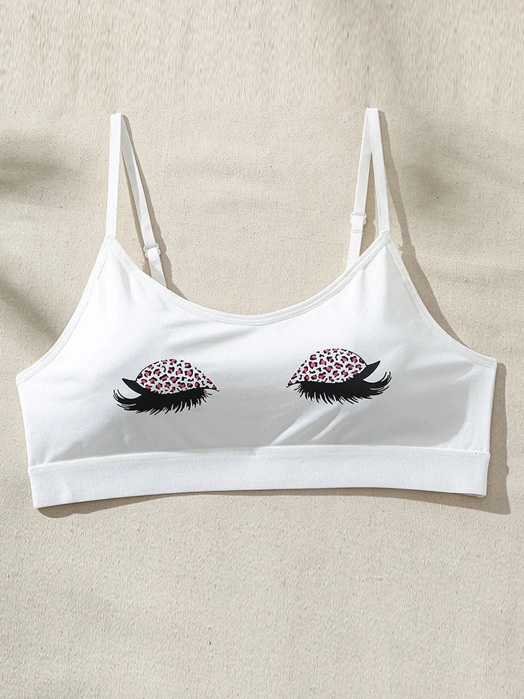 White Printed Padded Wireless Tank Top