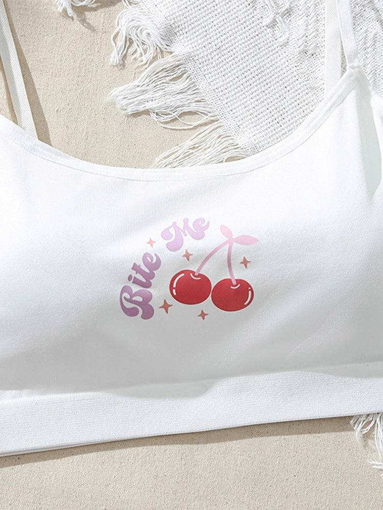 White Printed Padded Wireless Tank Top