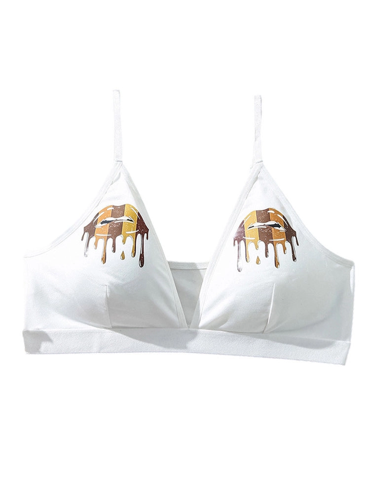 White Printed Padded Wireless Tank Top
