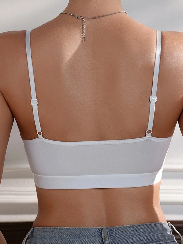 White Printed Padded Wireless Tank Top