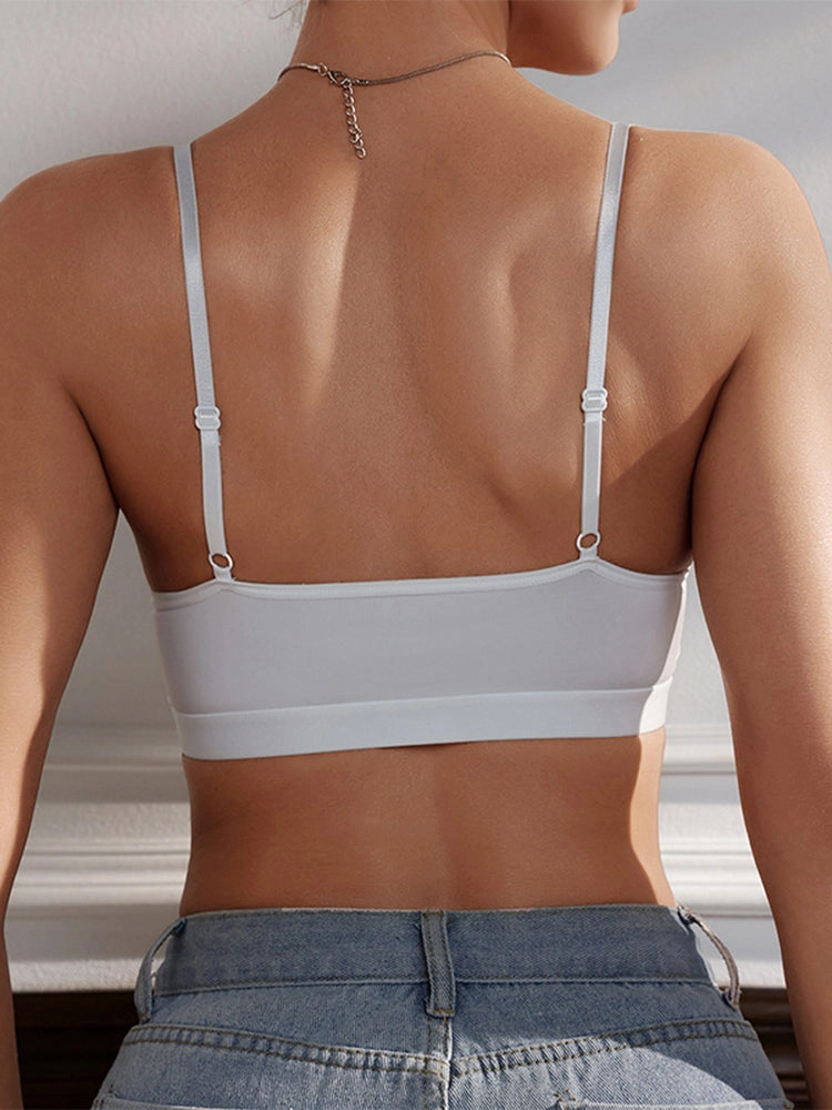 White Printed Padded Wireless Tank Top