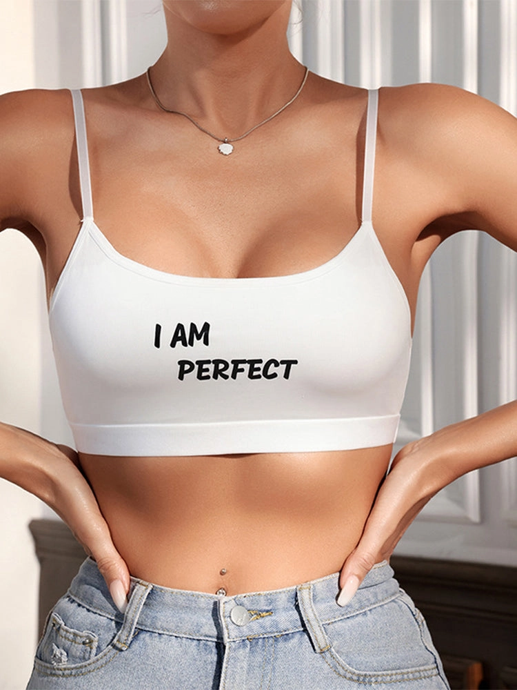 White Printed Padded Wireless Tank Top