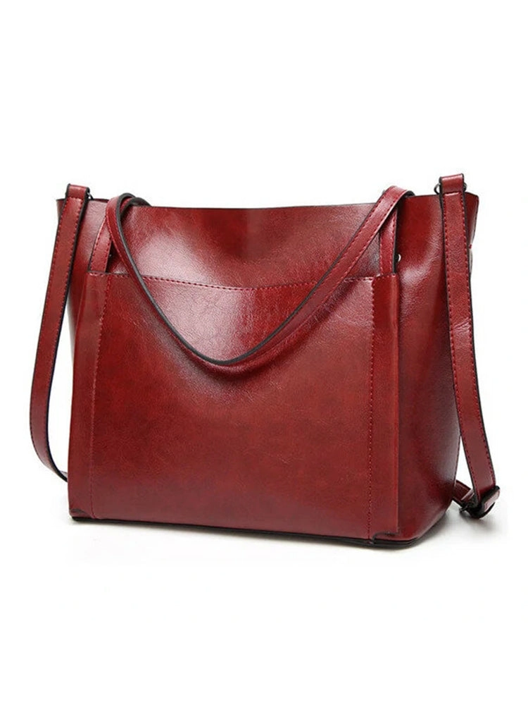 Women Vintage Leather Handbags Retro Shoulder Bag Tote Bag