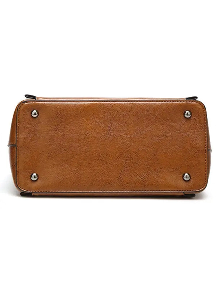 Women Vintage Leather Handbags Retro Shoulder Bag Tote Bag