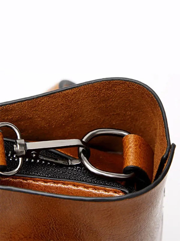 Women Vintage Leather Handbags Retro Shoulder Bag Tote Bag
