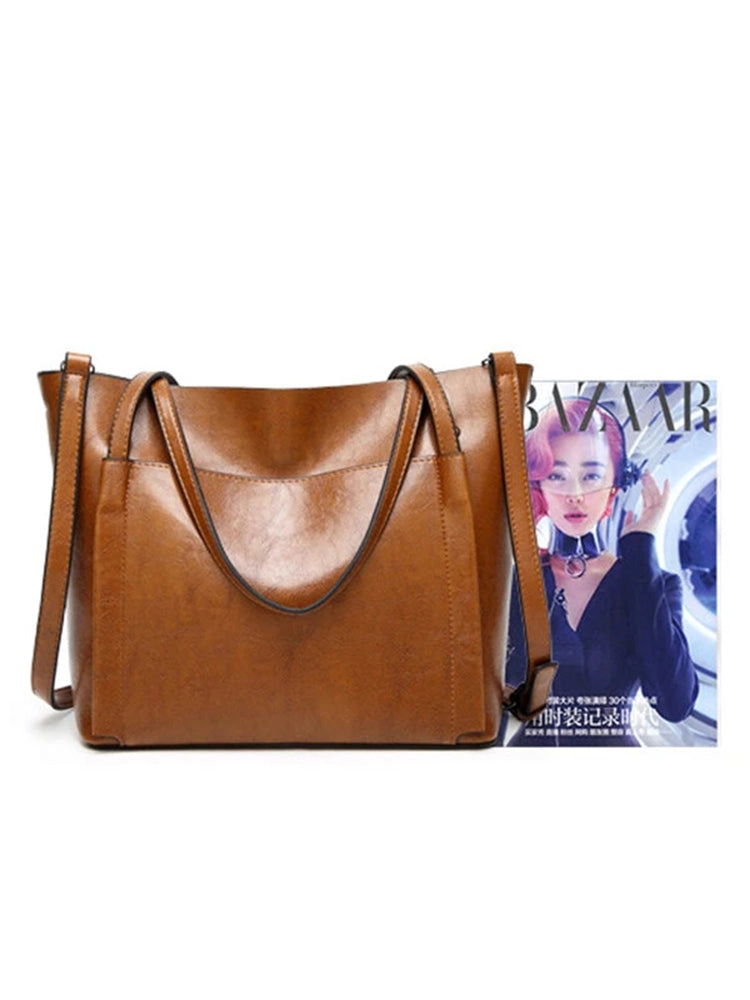 Women Vintage Leather Handbags Retro Shoulder Bag Tote Bag