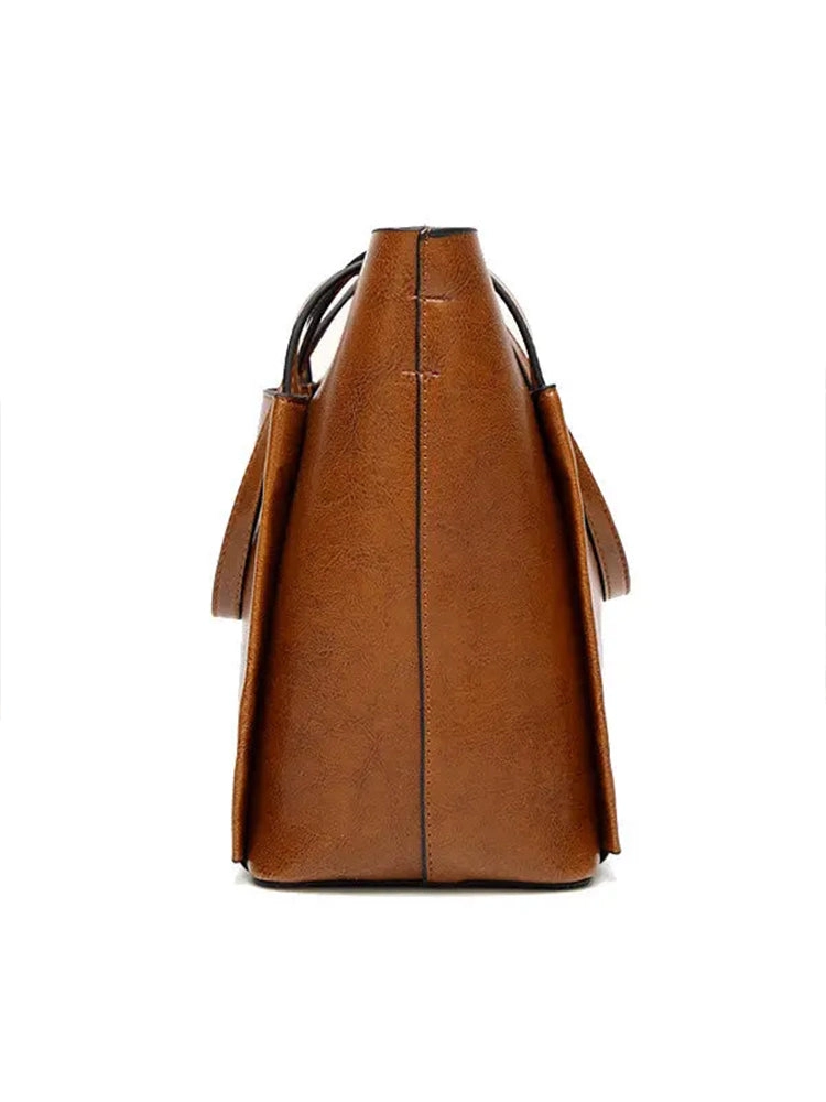 Women Vintage Leather Handbags Retro Shoulder Bag Tote Bag