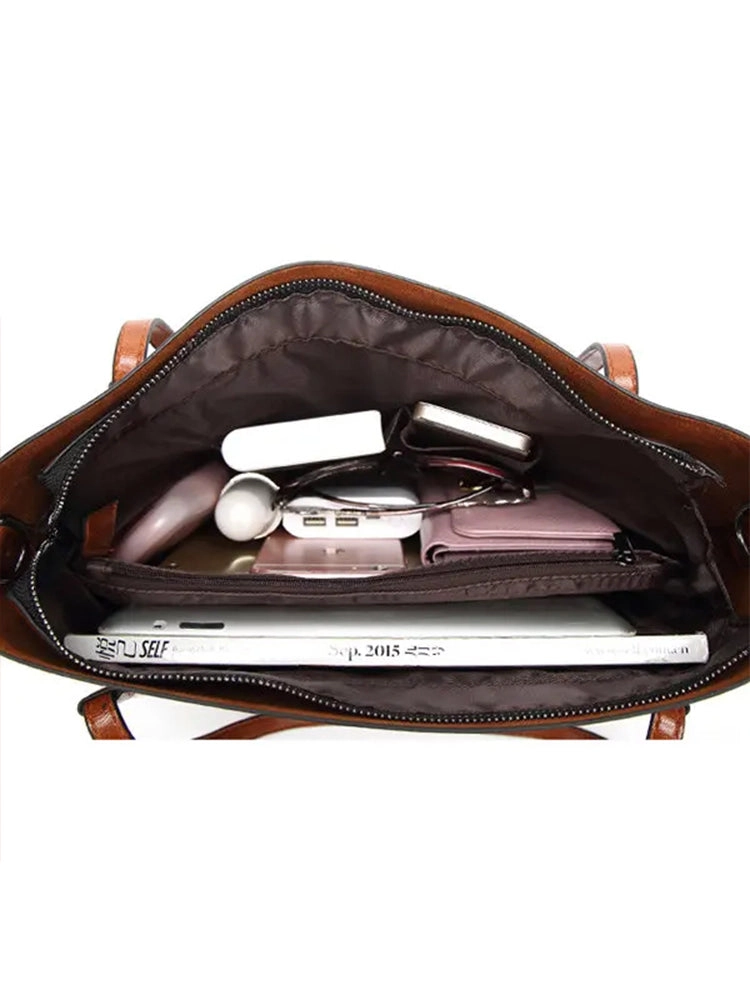 Women Vintage Leather Handbags Retro Shoulder Bag Tote Bag