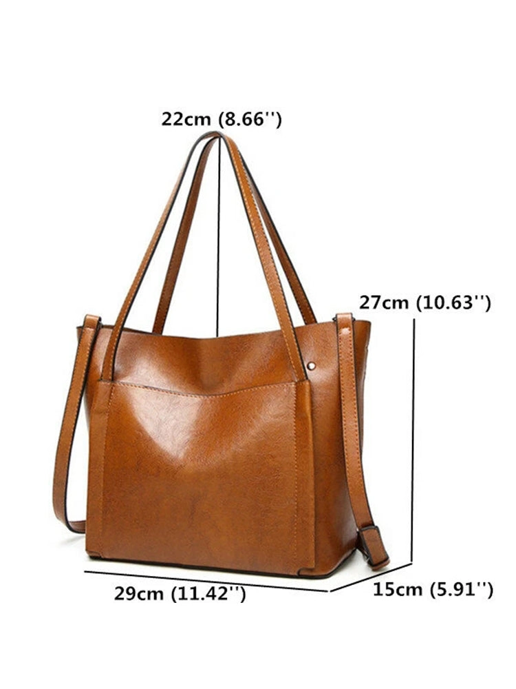 Women Vintage Leather Handbags Retro Shoulder Bag Tote Bag