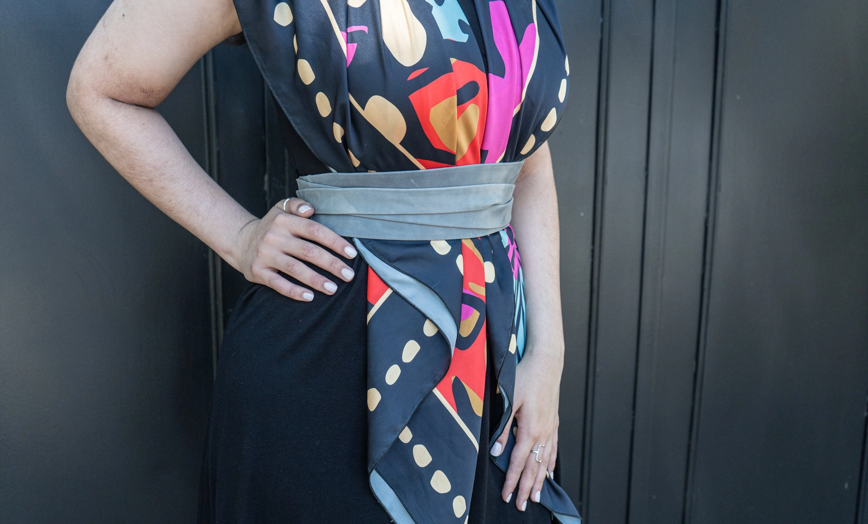 Wrap Leather Belt - Grey