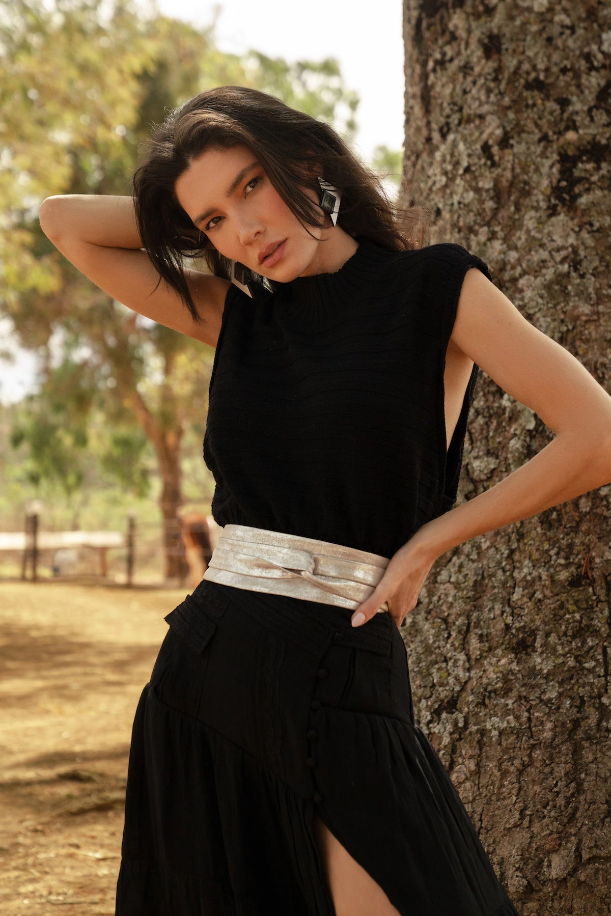 Wrap Leather Belt - Silver