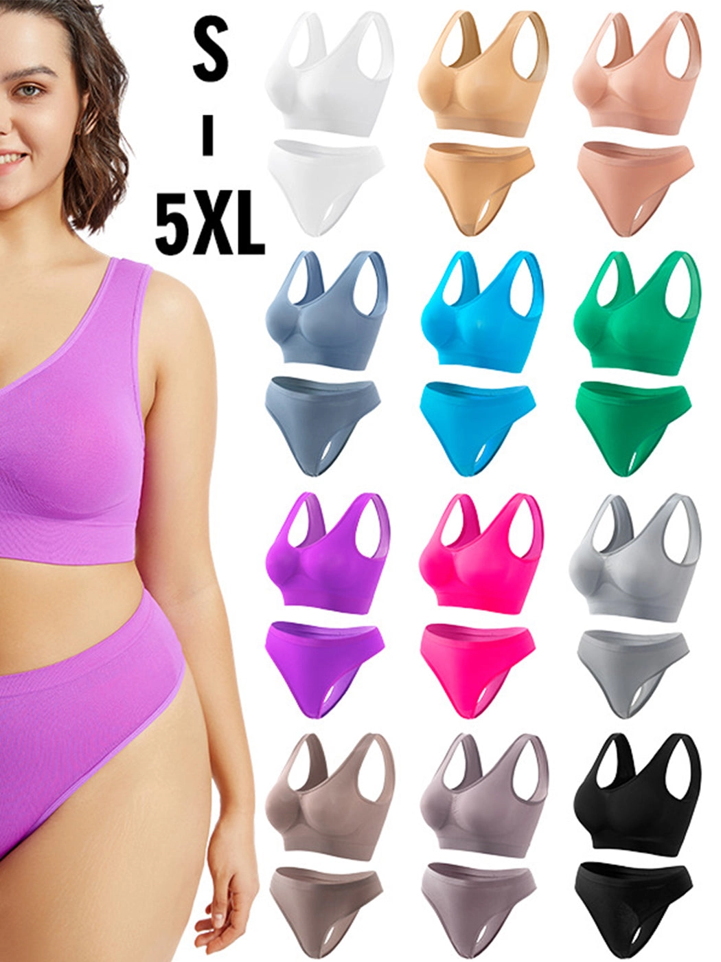 Yoga Vest Sports Wire-free Bra Set